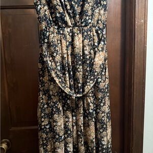 Floral Black and Tan Maxi Dress